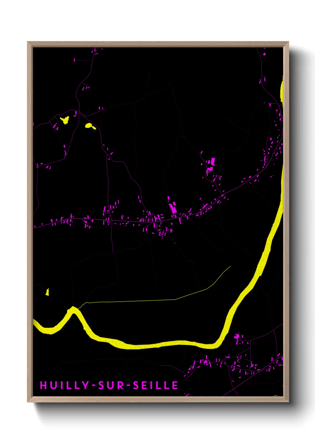 Une affiche de carte sur Huilly-sur-Seille