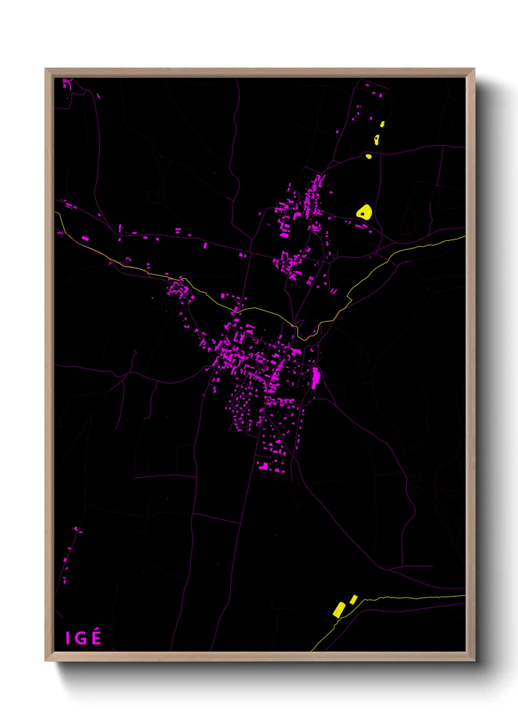 Une affiche de carte sur Igé