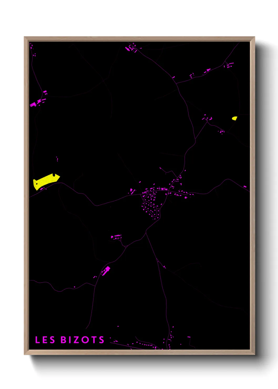 Une affiche de carte sur Les Bizots