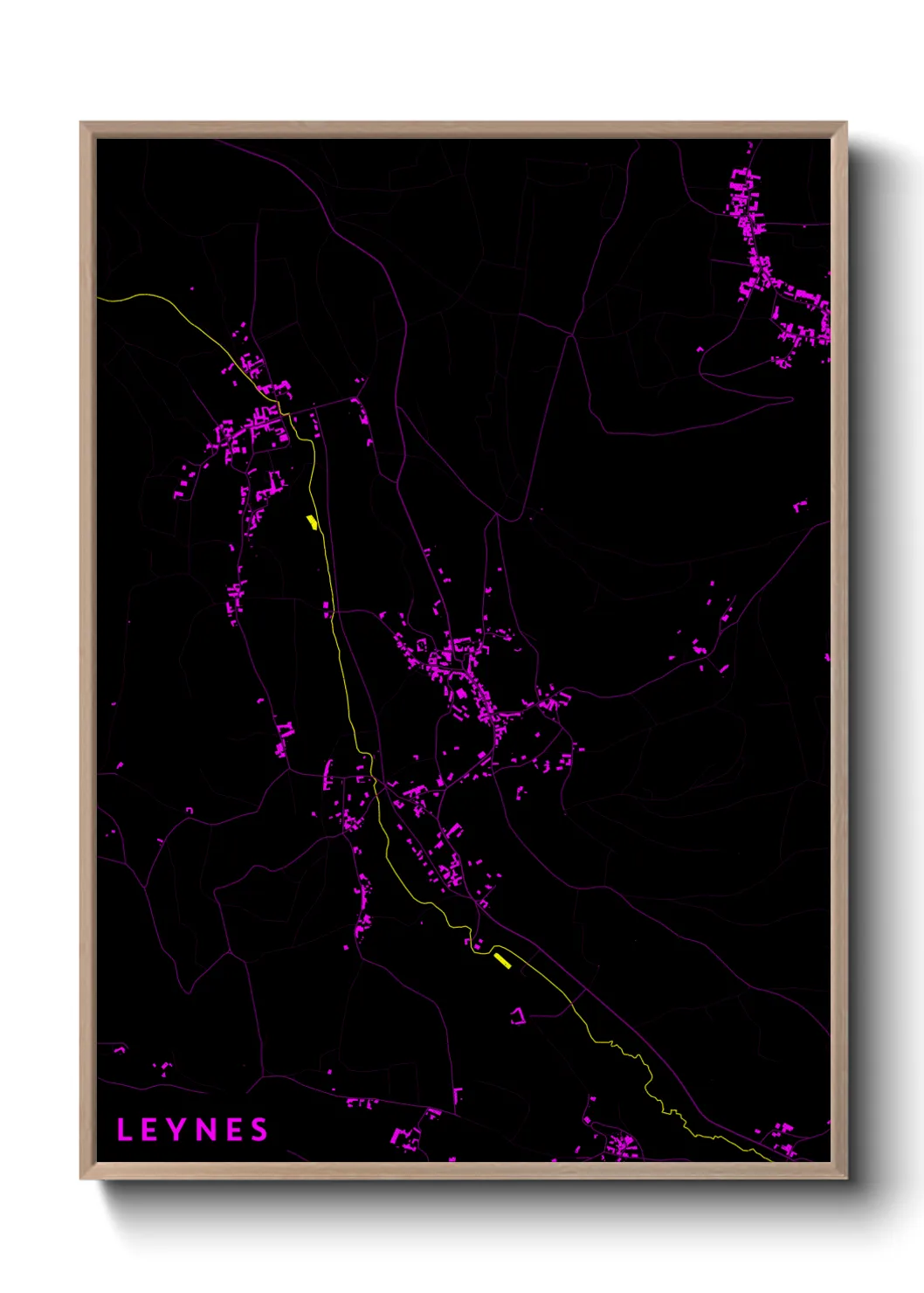 Une affiche de carte sur Leynes