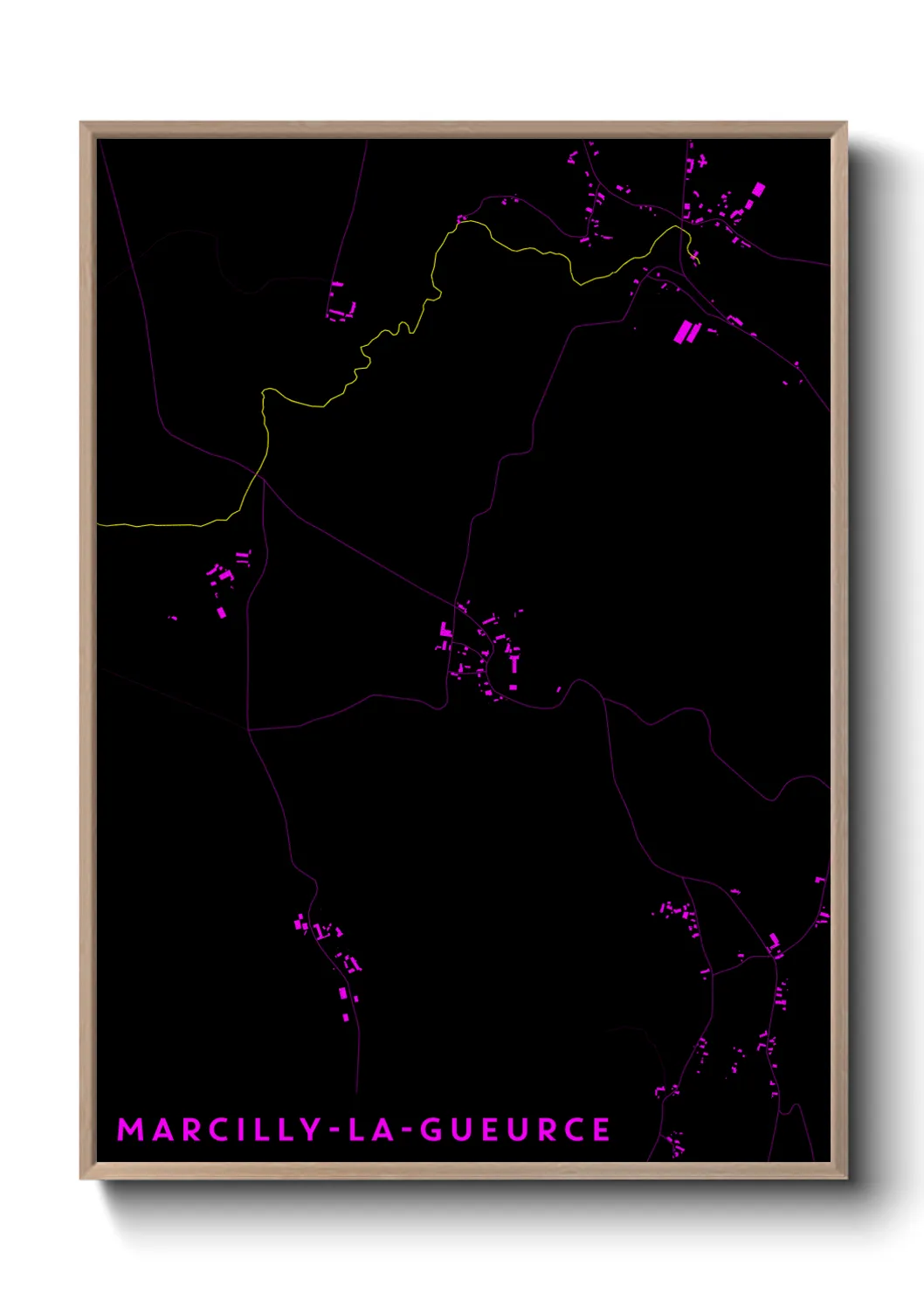 Une affiche de carte sur Marcilly-la-Gueurce