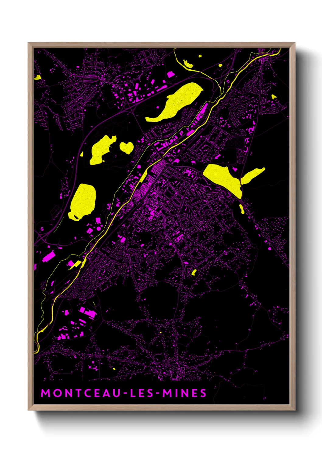 Une affiche de carte sur Montceau-les-Mines