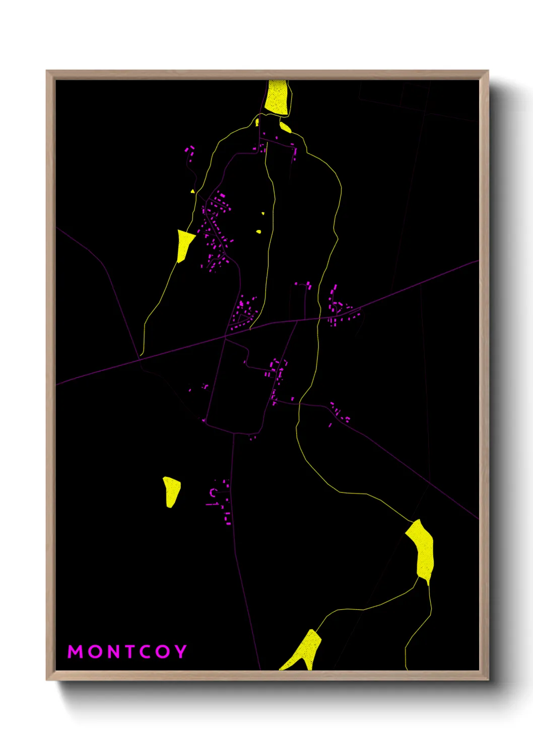 Une affiche de carte sur Montcoy