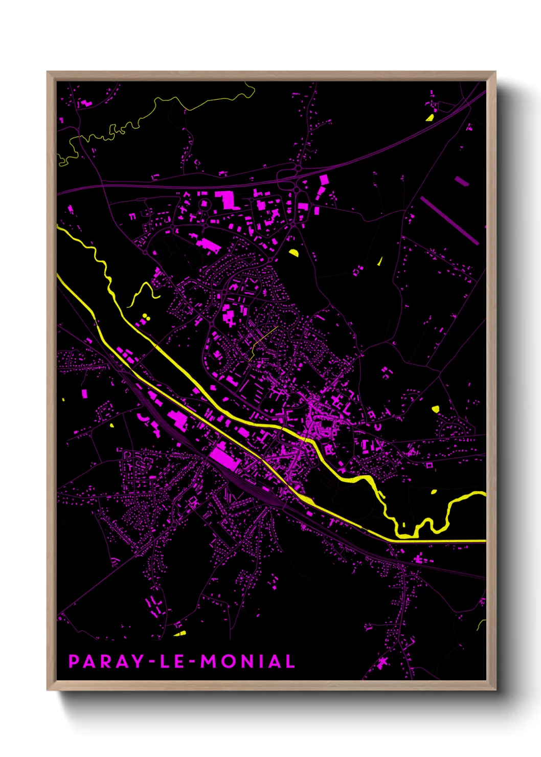 Une affiche de carte sur Paray-le-Monial