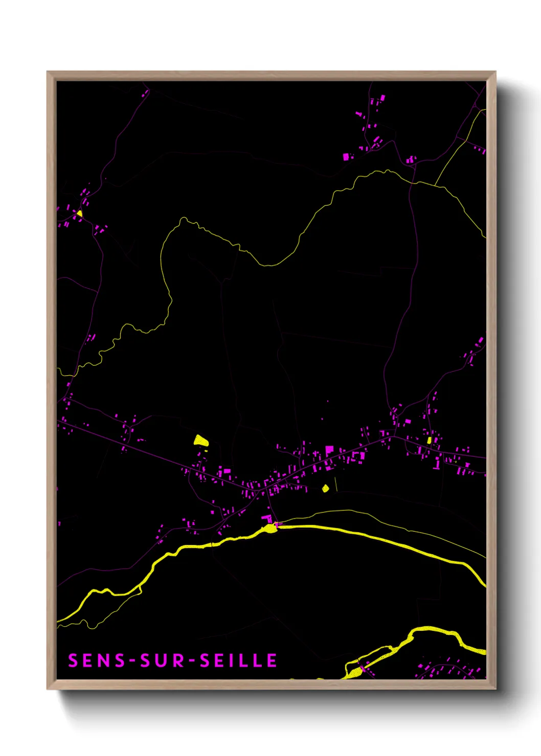 Une affiche de carte sur Sens-sur-Seille