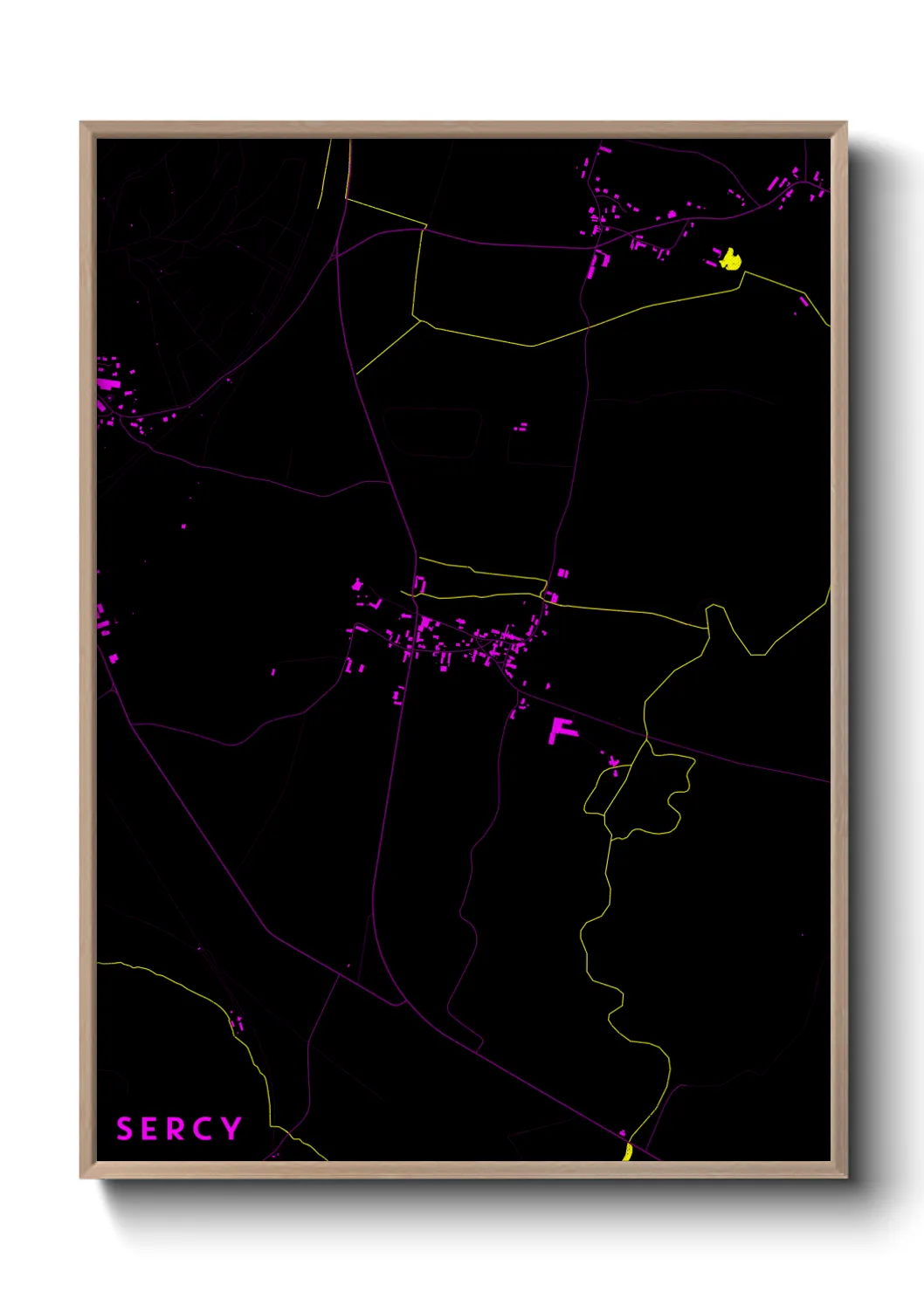 Une affiche de carte sur Sercy