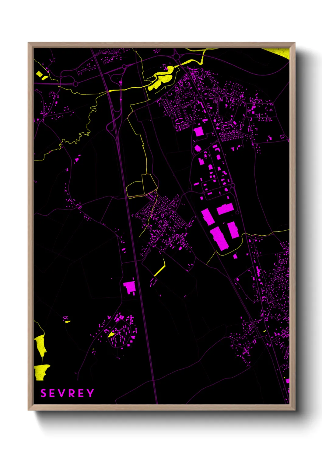 Une affiche de carte sur Sevrey