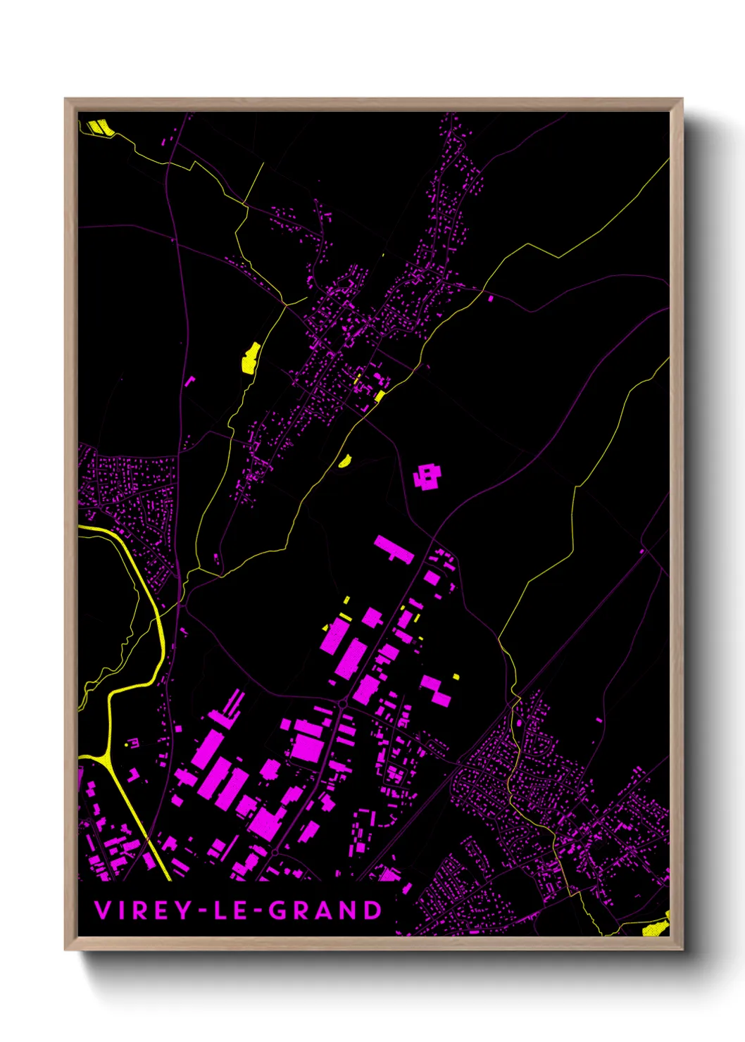 Une affiche de carte sur Virey-le-Grand