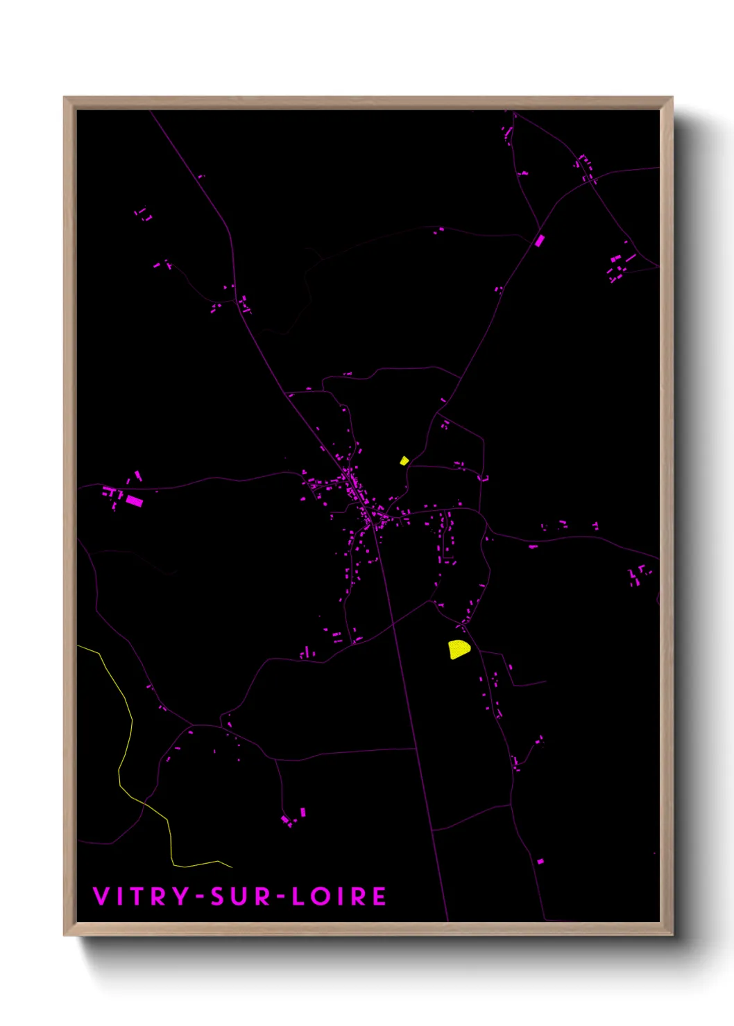 Une affiche de carte sur Vitry-sur-Loire