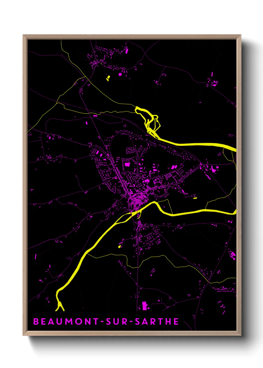 Une affiche de carte sur Beaumont-sur-Sarthe
