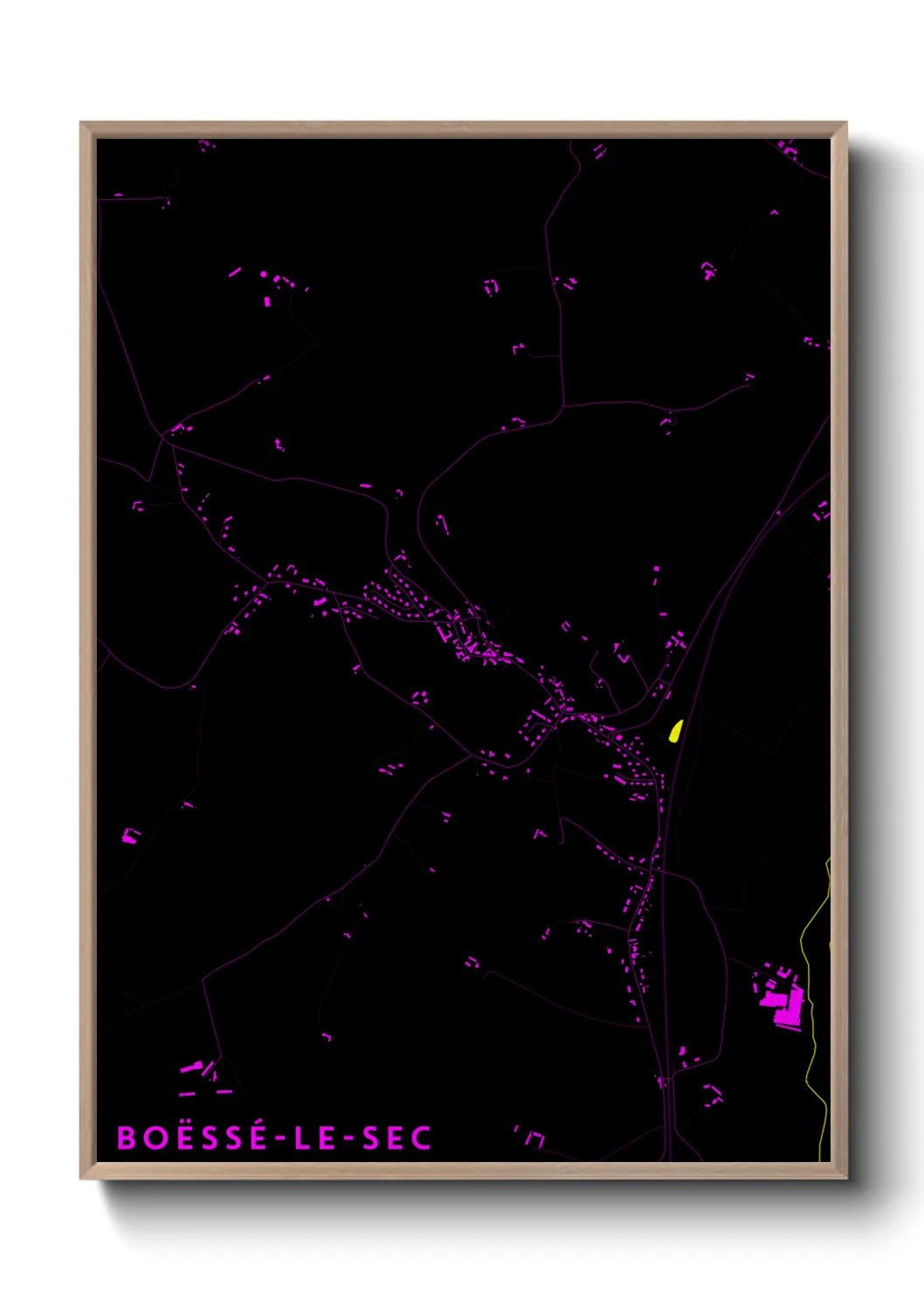 Une affiche de carte sur Boëssé-le-Sec