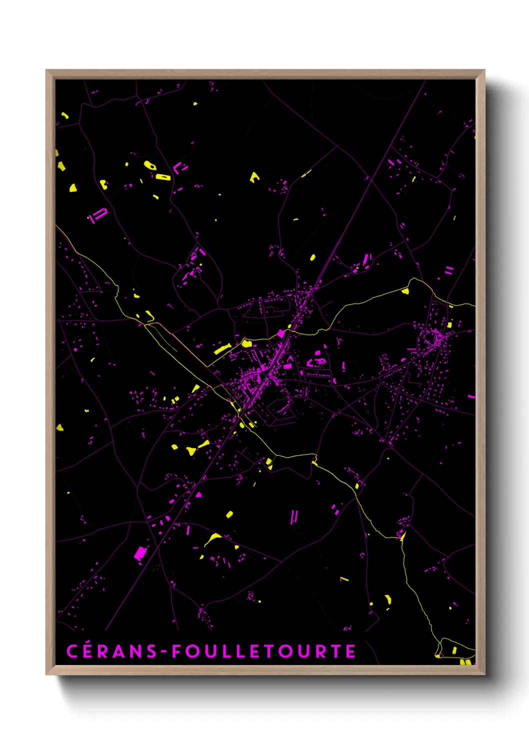 Une affiche de carte sur Cérans-Foulletourte