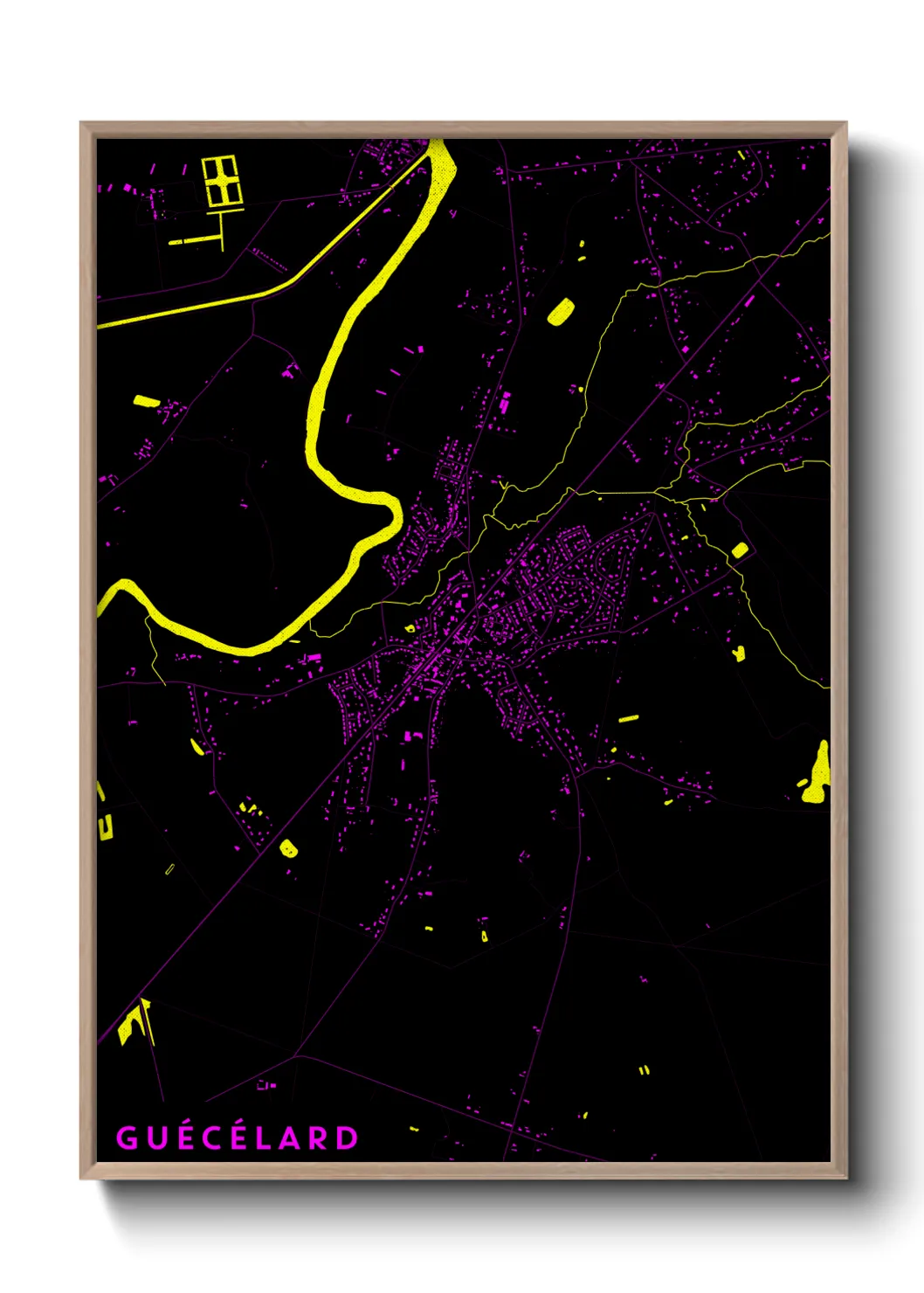 Une affiche de carte sur Guécélard