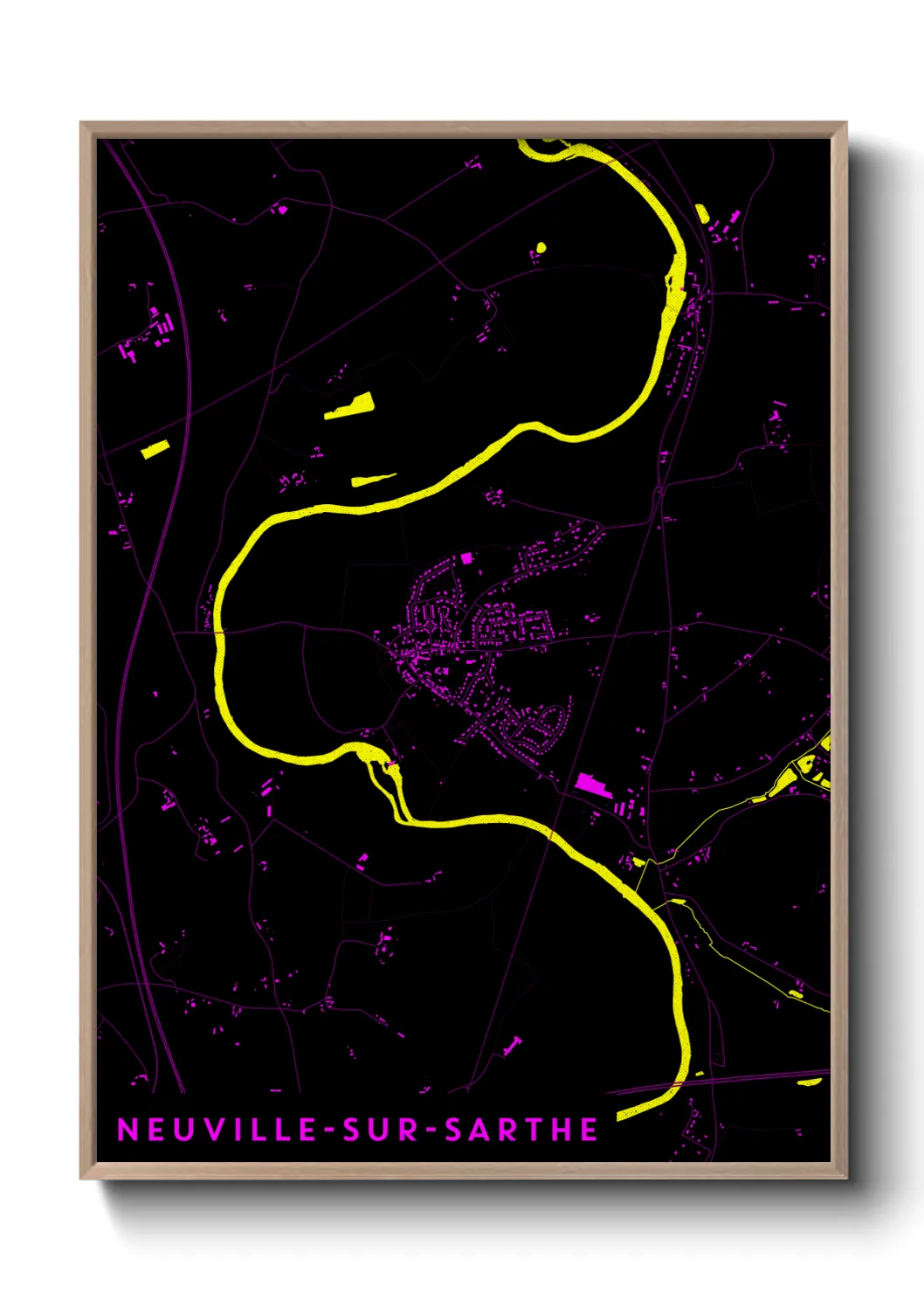 Une affiche de carte sur Neuville-sur-Sarthe