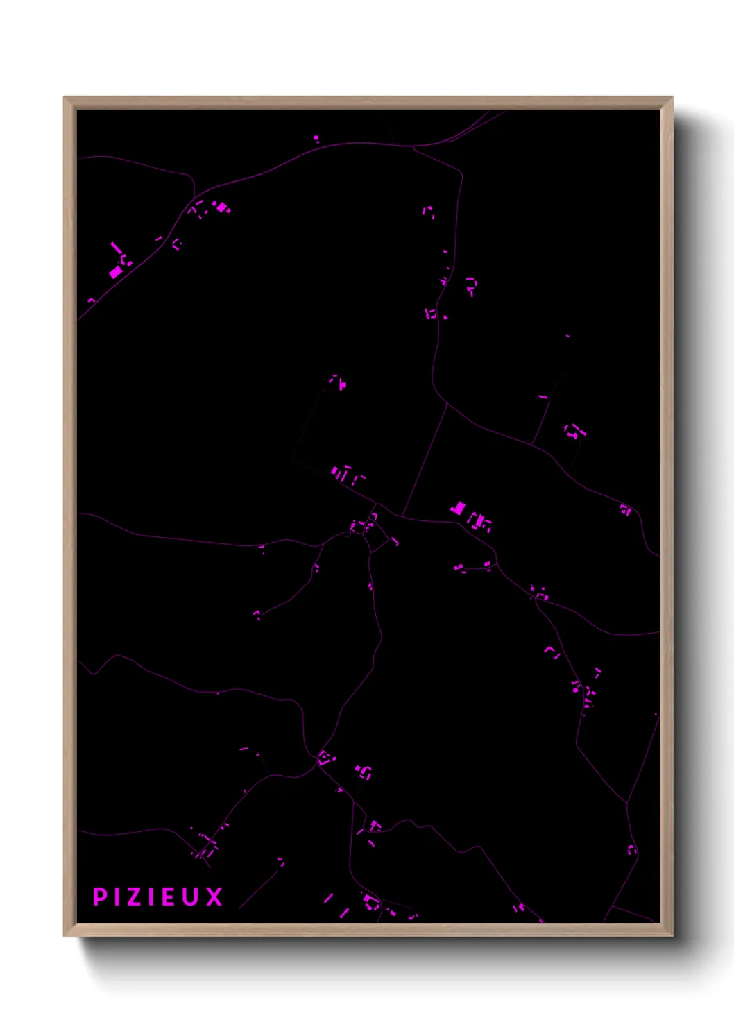 Une affiche de carte sur Pizieux