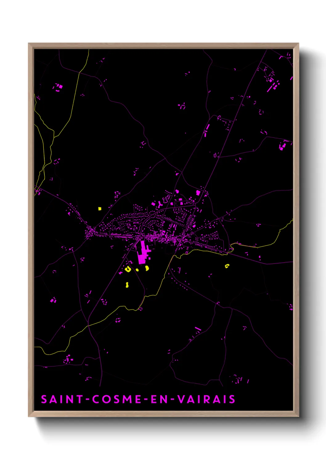 Une affiche de carte sur Saint-Cosme-en-Vairais