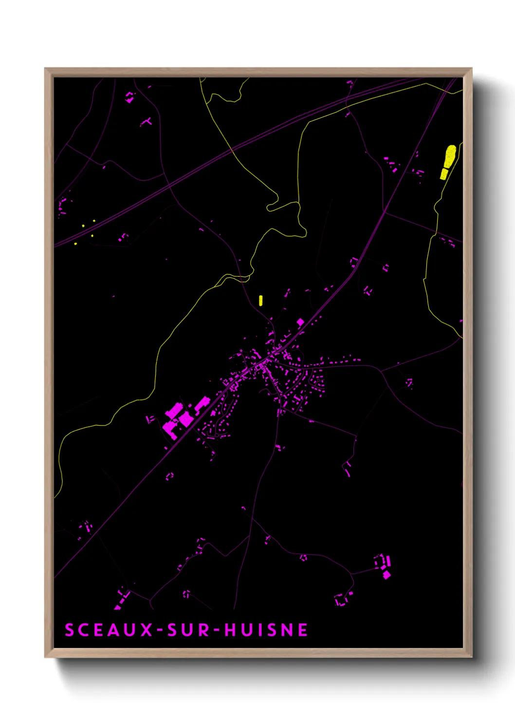 Une affiche de carte sur Sceaux-sur-Huisne
