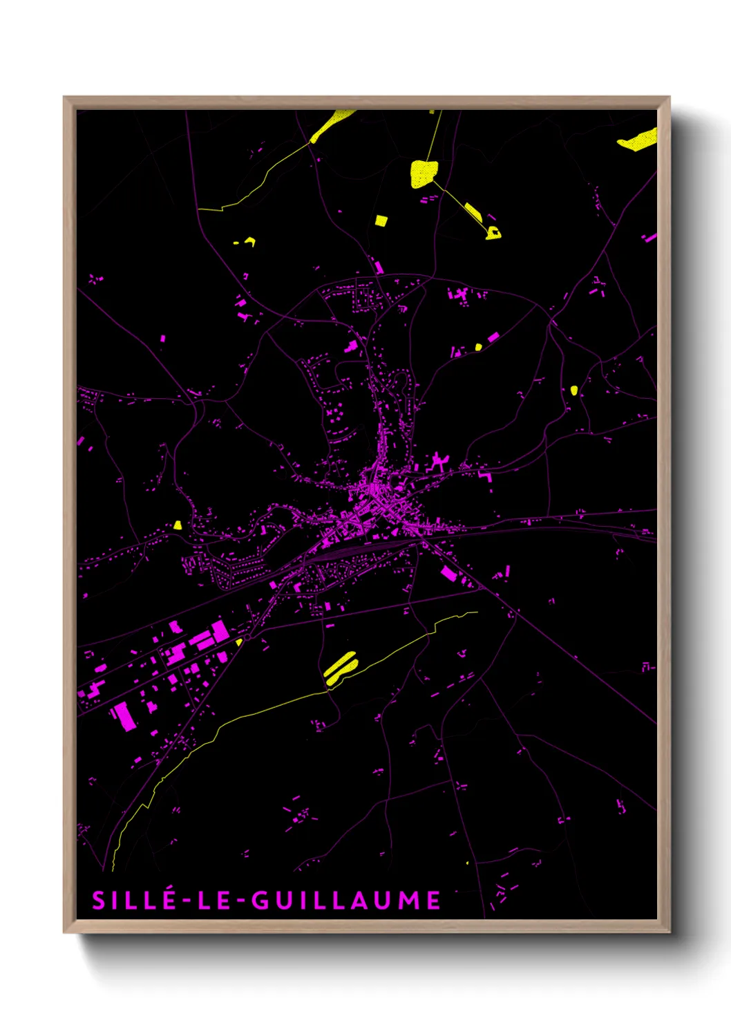 Une affiche de carte sur Sillé-le-Guillaume