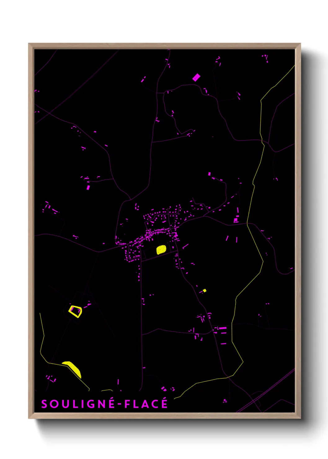Une affiche de carte sur Souligné-Flacé