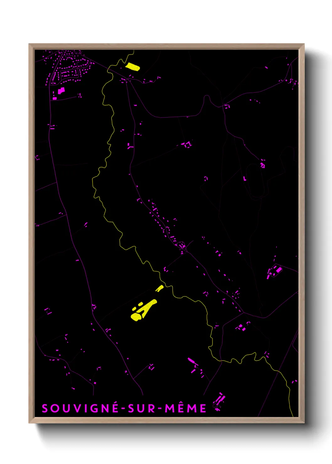 Une affiche de carte sur Souvigné-sur-Même