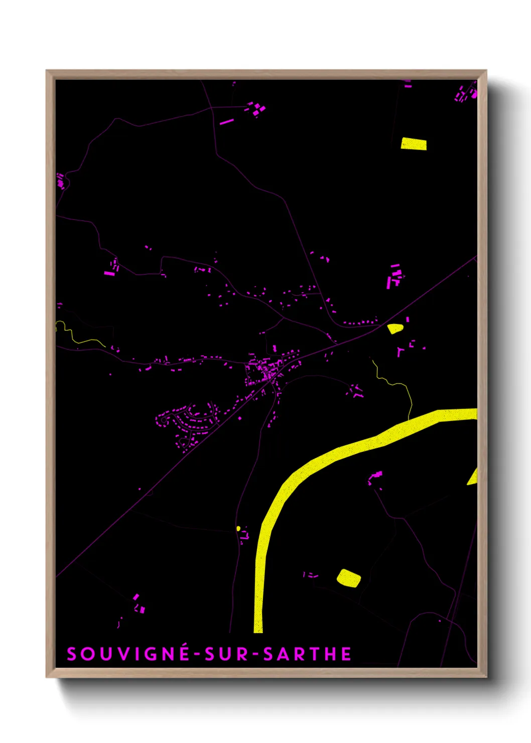 Une affiche de carte sur Souvigné-sur-Sarthe