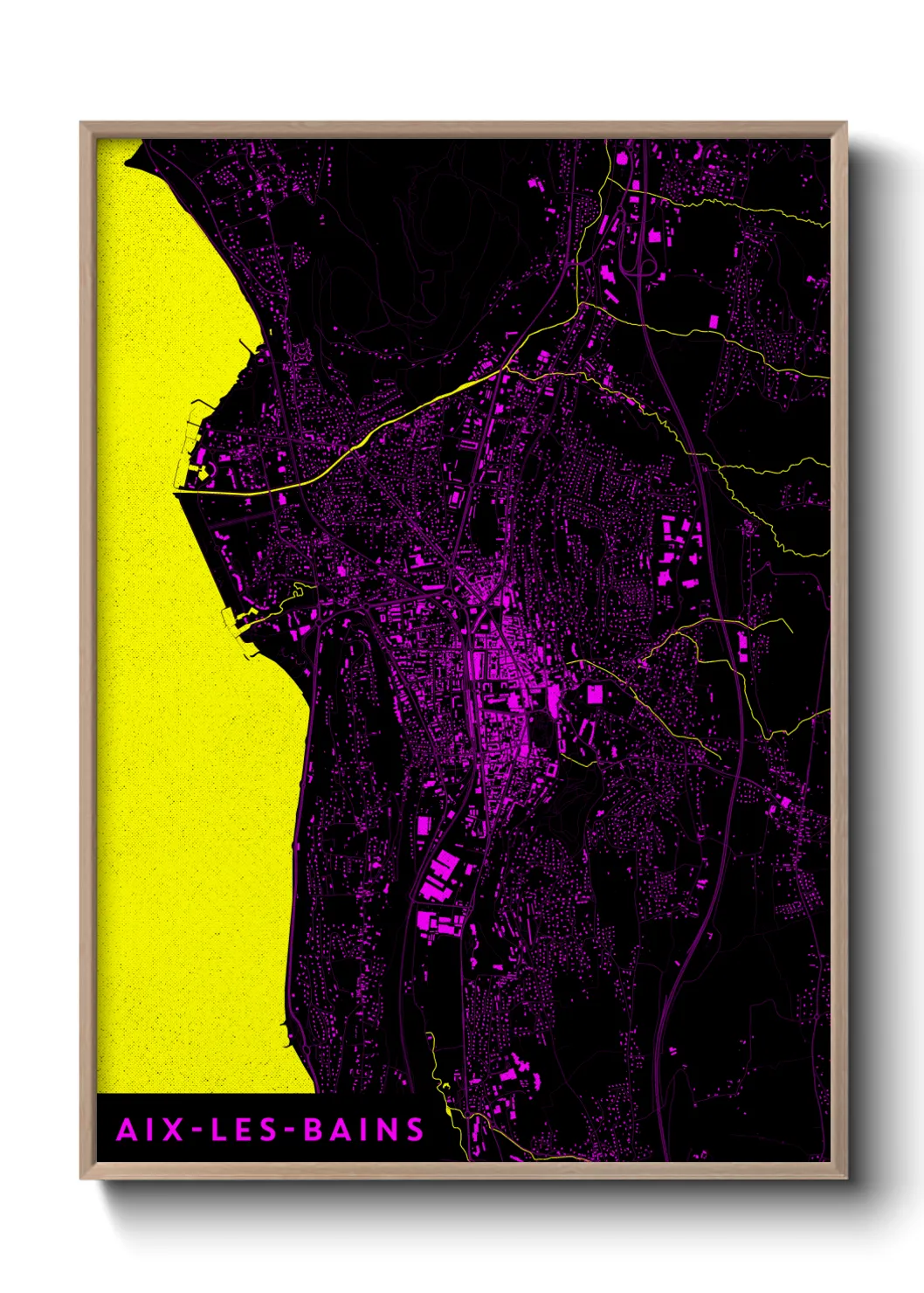 Une affiche de carte sur Aix-les-Bains