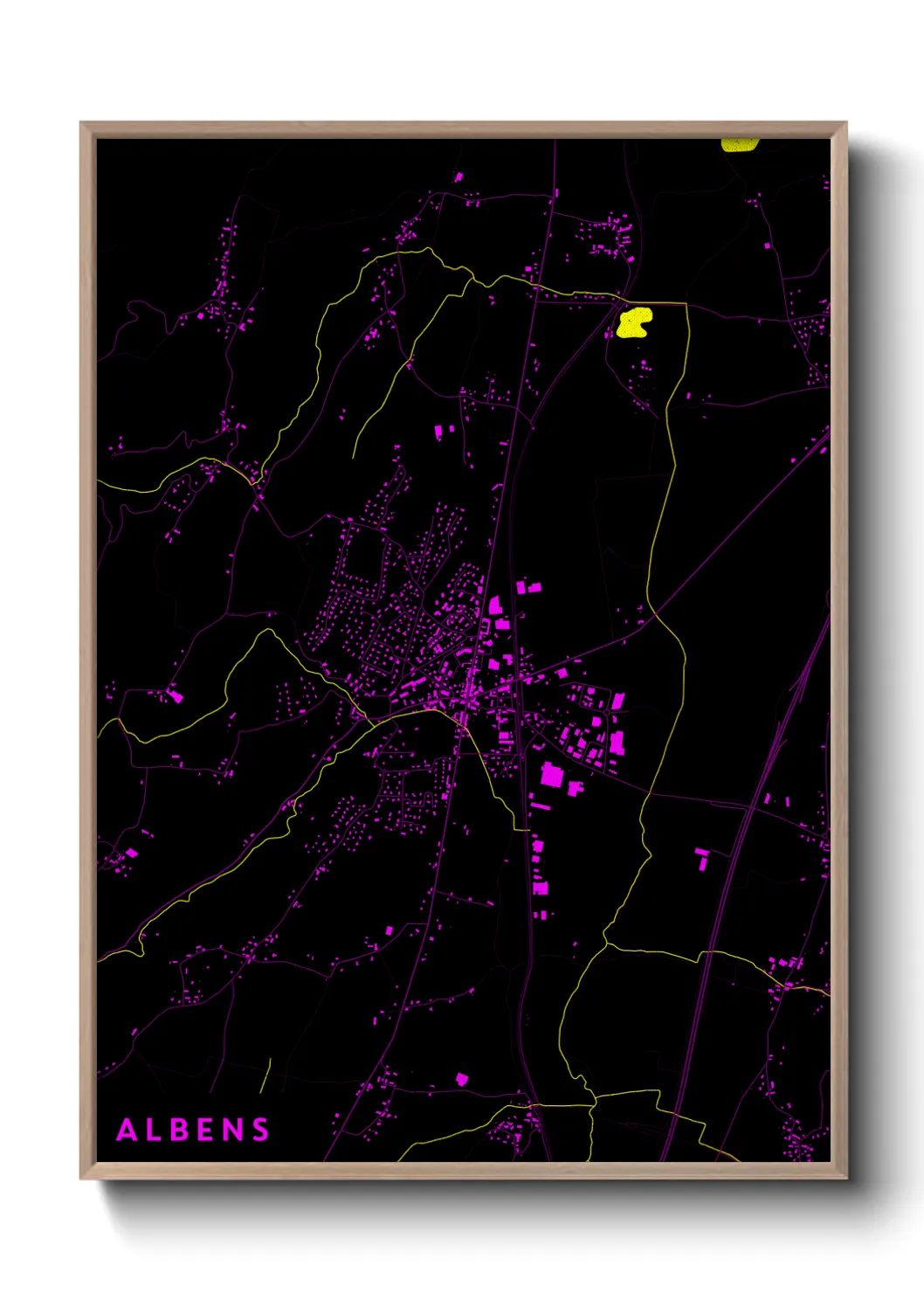 Une affiche de carte sur Albens