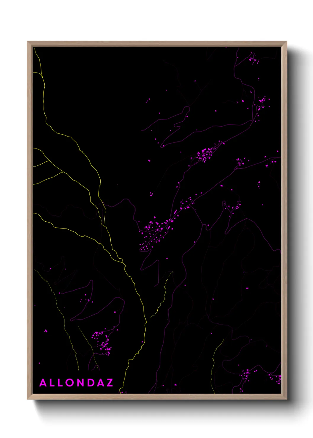 Une affiche de carte sur Allondaz