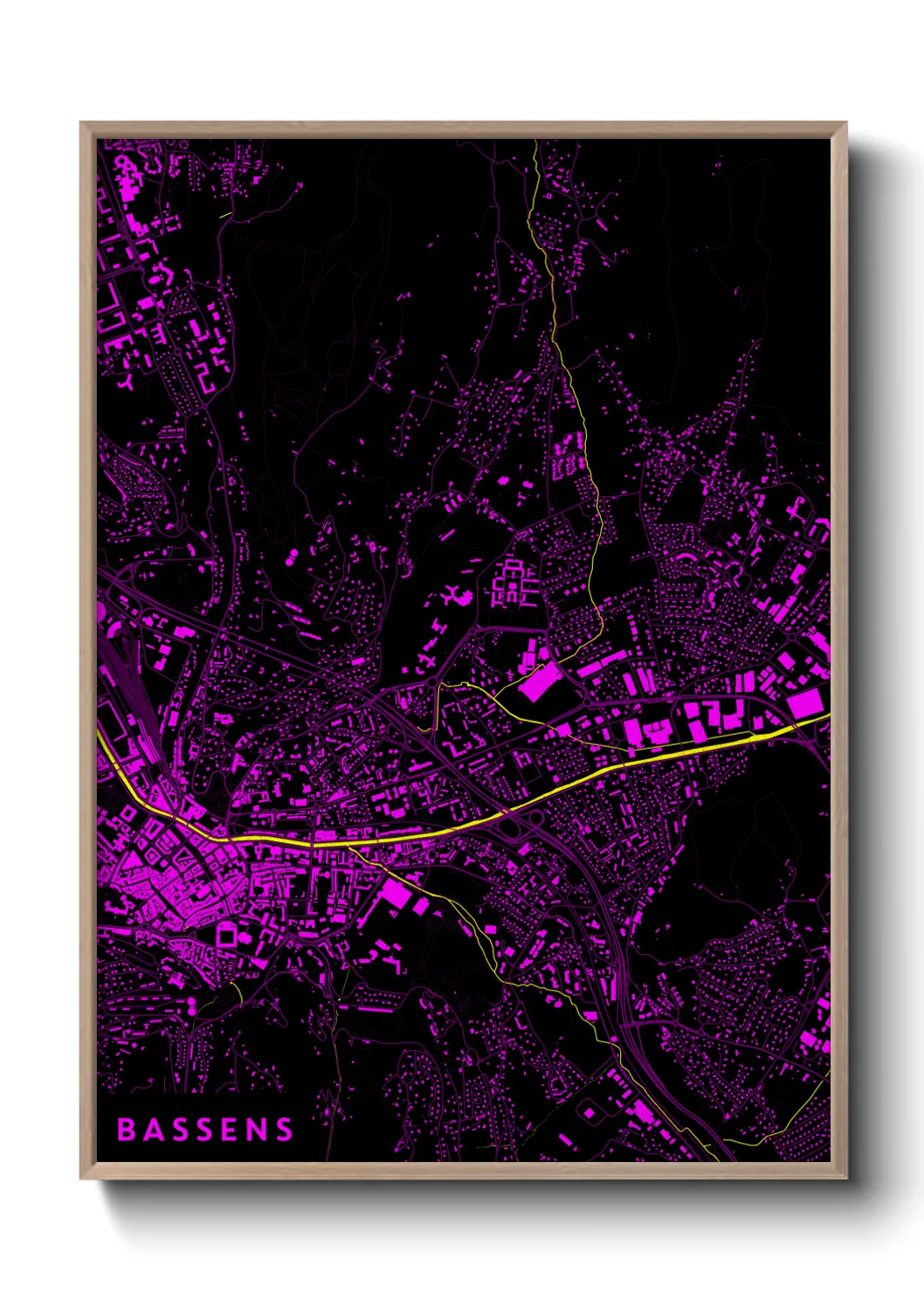 Une affiche de carte sur Bassens