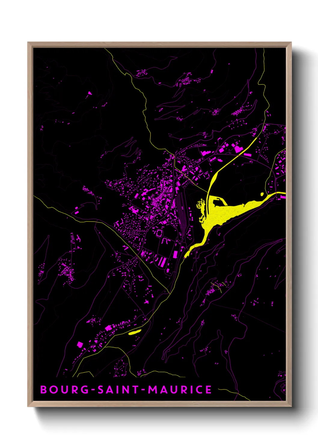 Une affiche de carte sur Bourg-Saint-Maurice