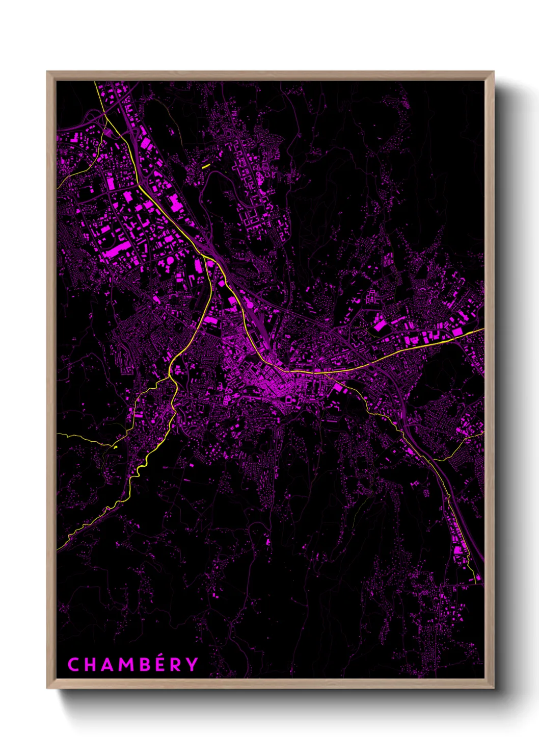 Une affiche de carte sur Chambéry