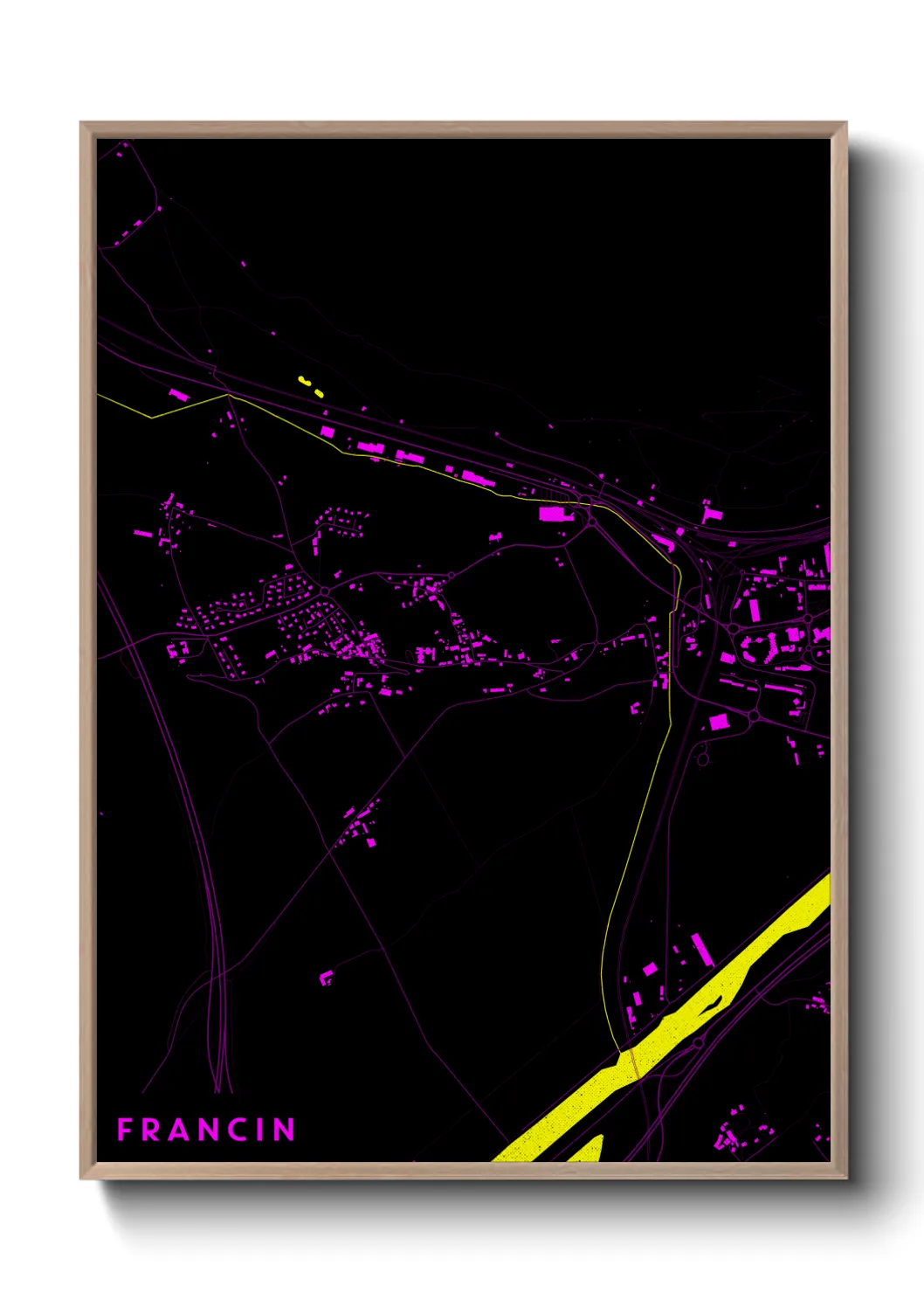 Une affiche de carte sur Francin