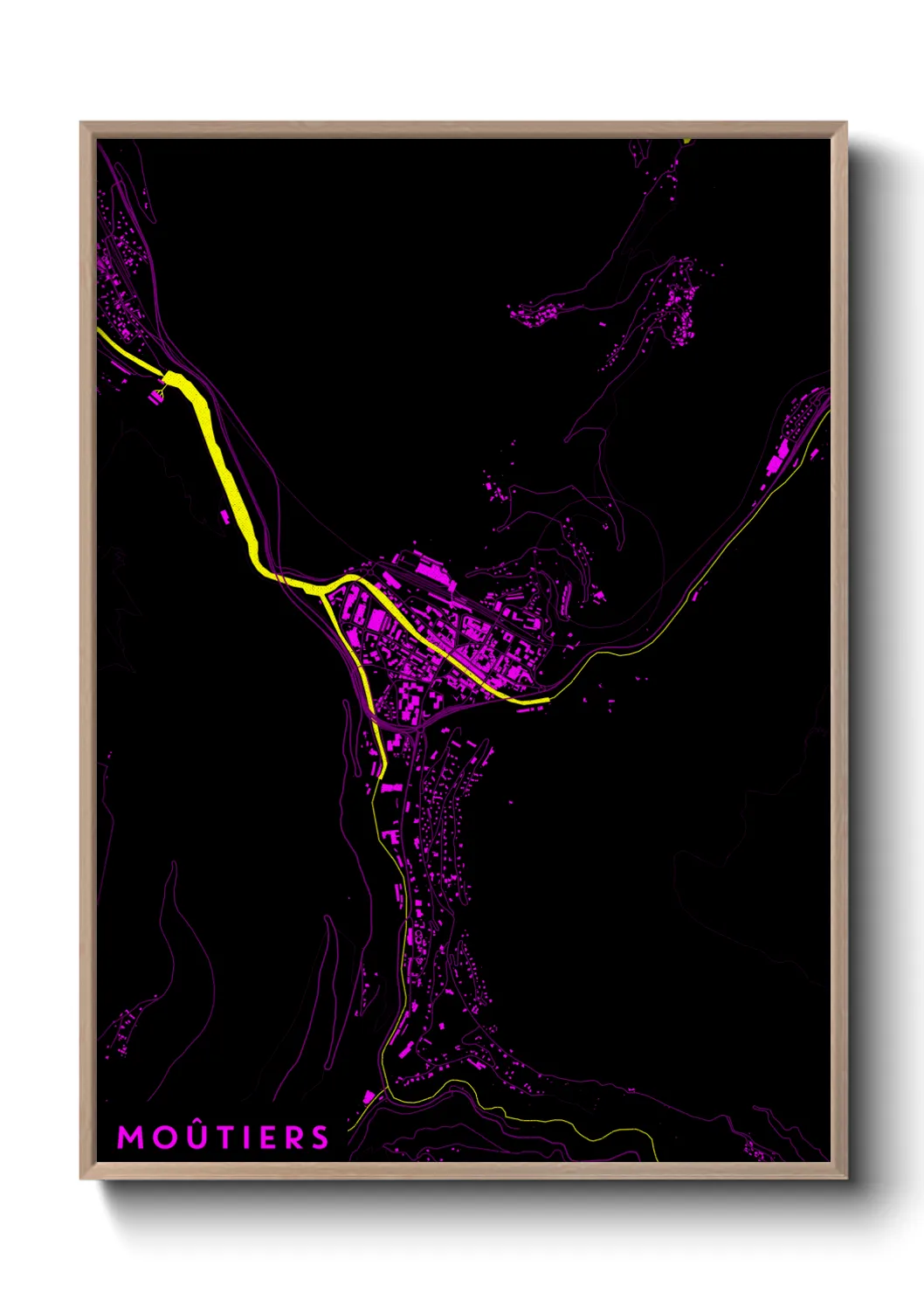Une affiche de carte sur Moûtiers