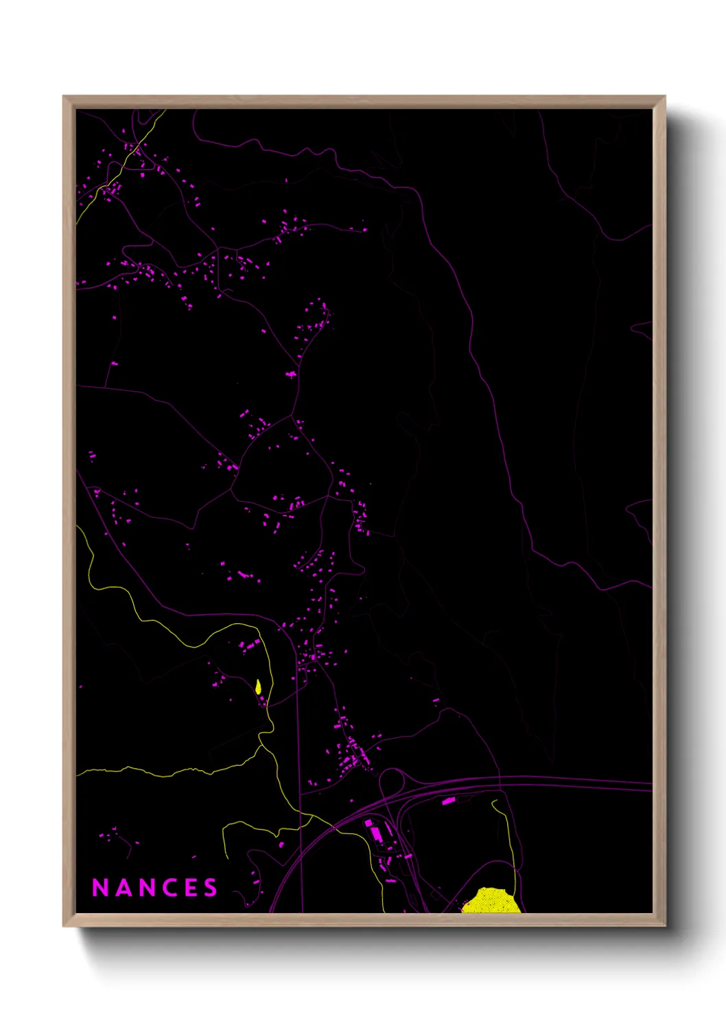 Une affiche de carte sur Nances