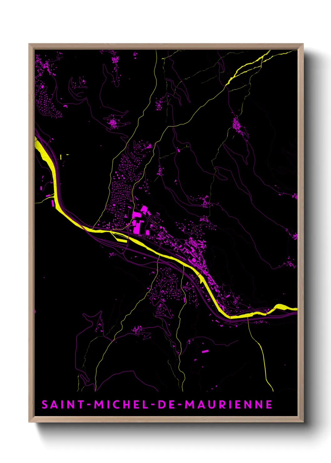Une affiche de carte sur Saint-Michel-de-Maurienne