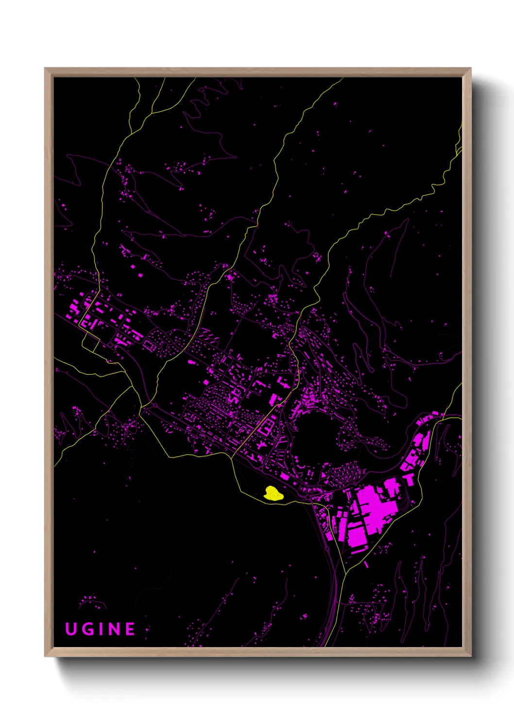 Une affiche de carte sur Ugine