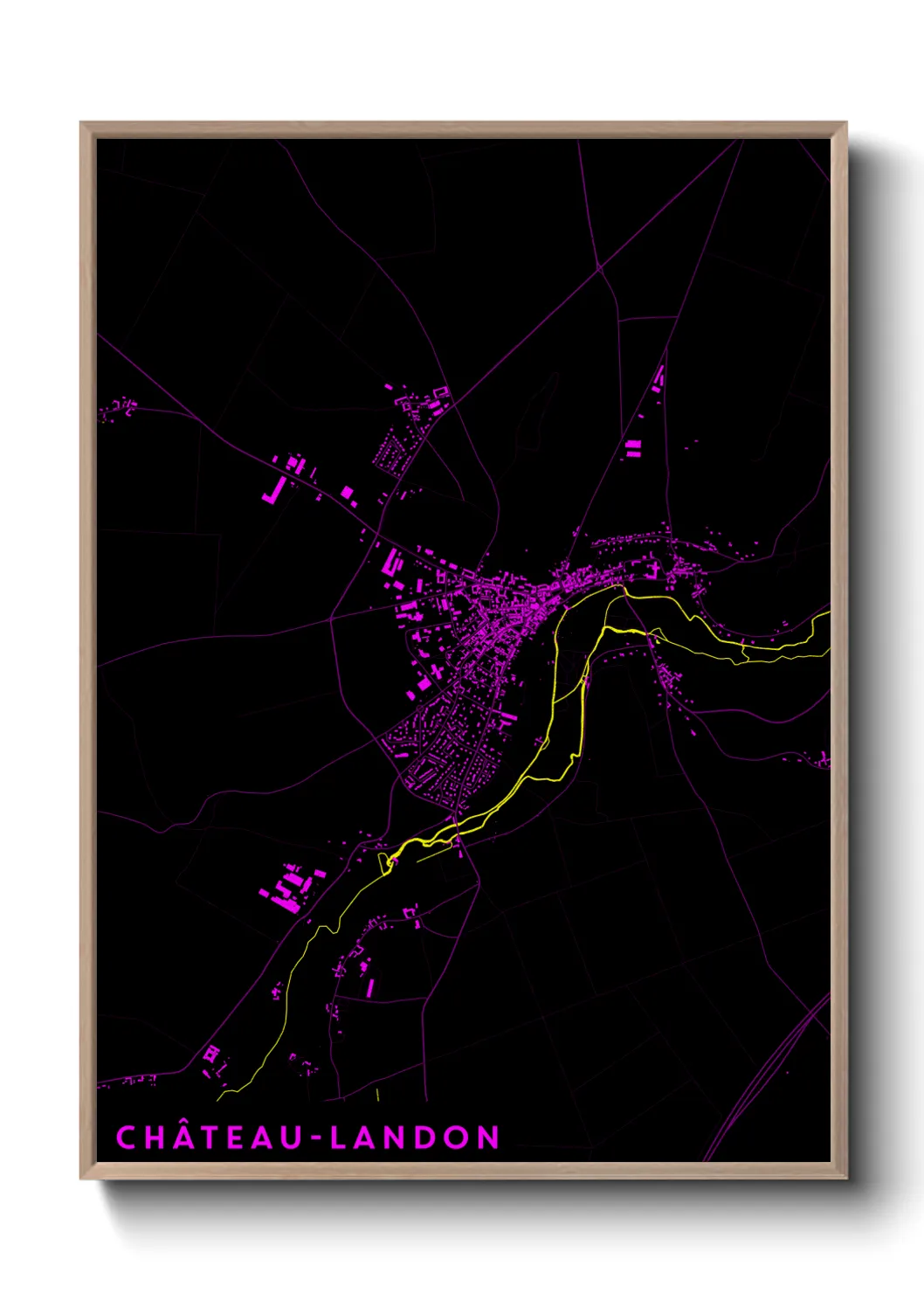 Une affiche de carte sur Château-Landon