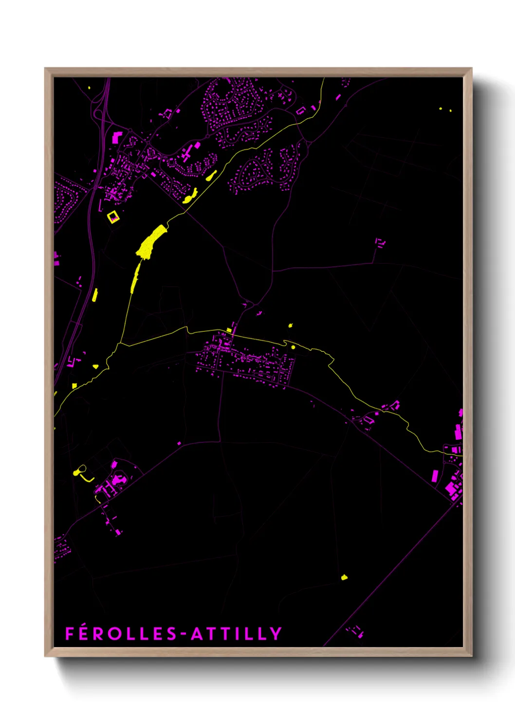 Une affiche de carte sur Férolles-Attilly