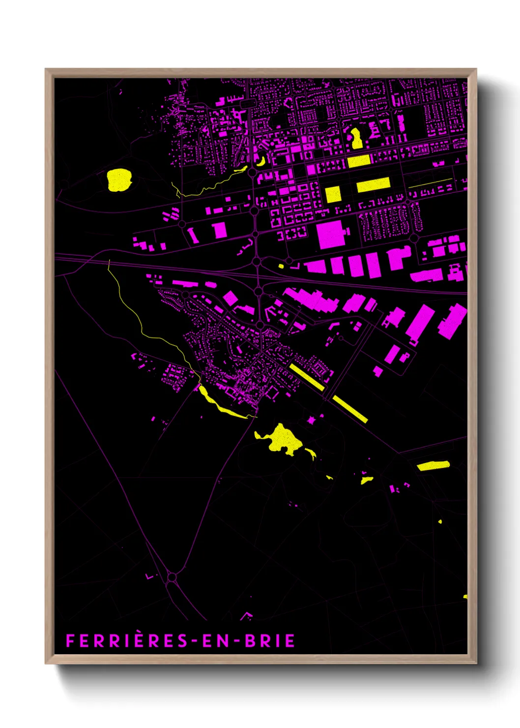 Une affiche de carte sur Ferrières-en-Brie