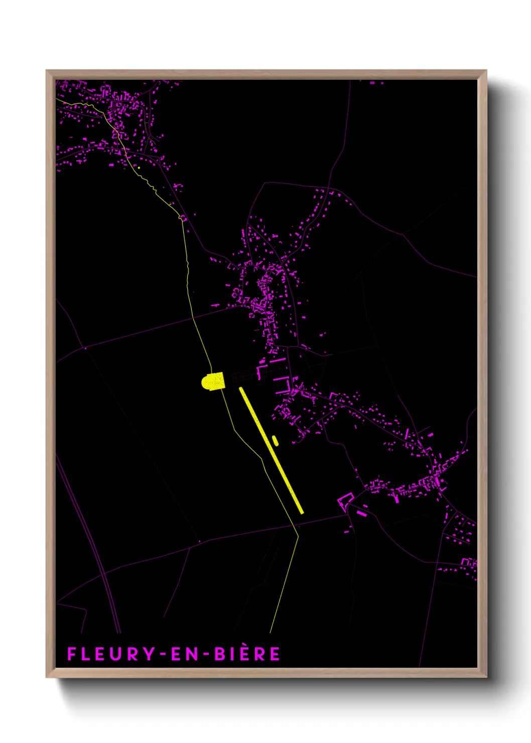 Une affiche de carte sur Fleury-en-Bière
