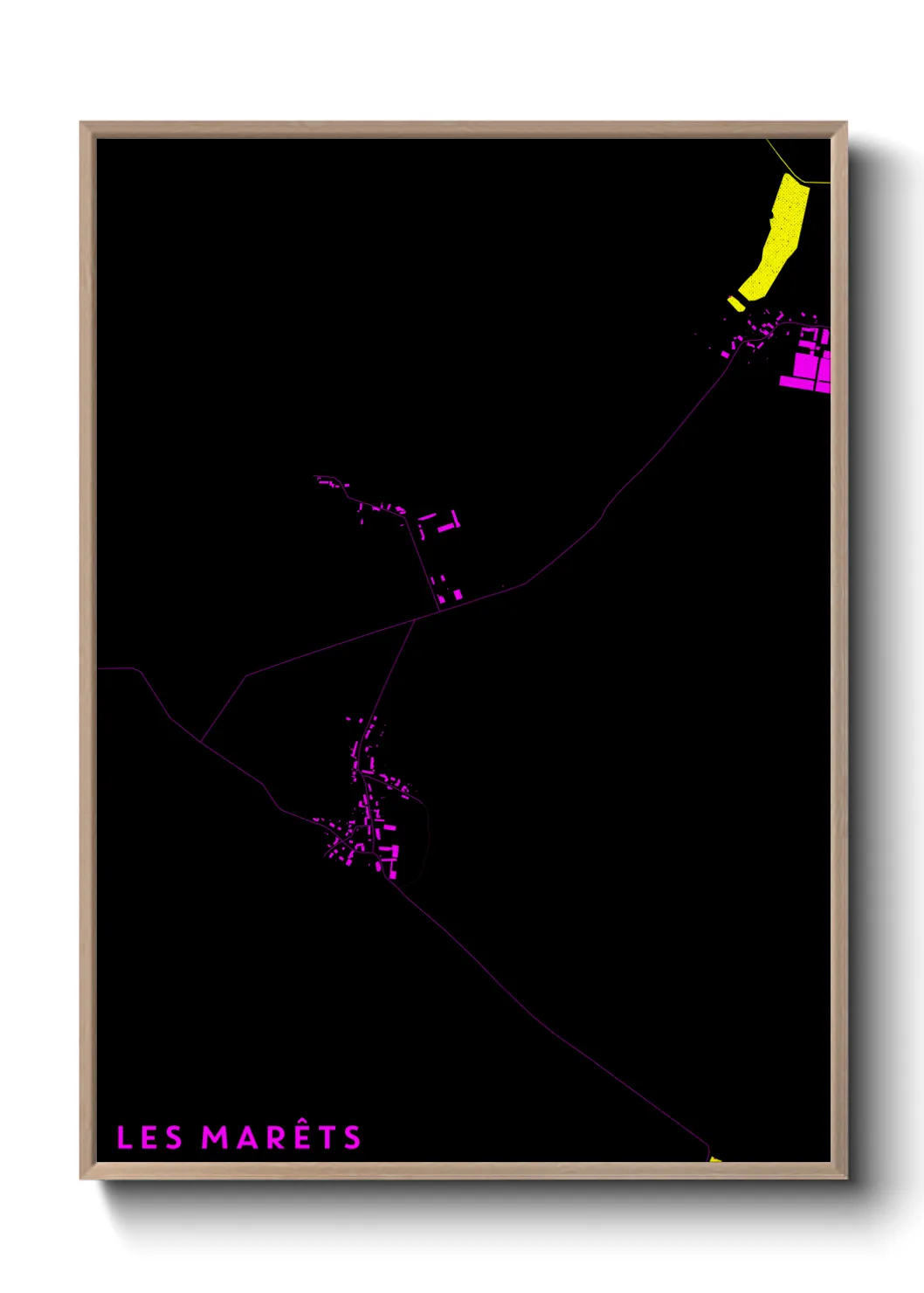 Une affiche de carte sur Les Marêts