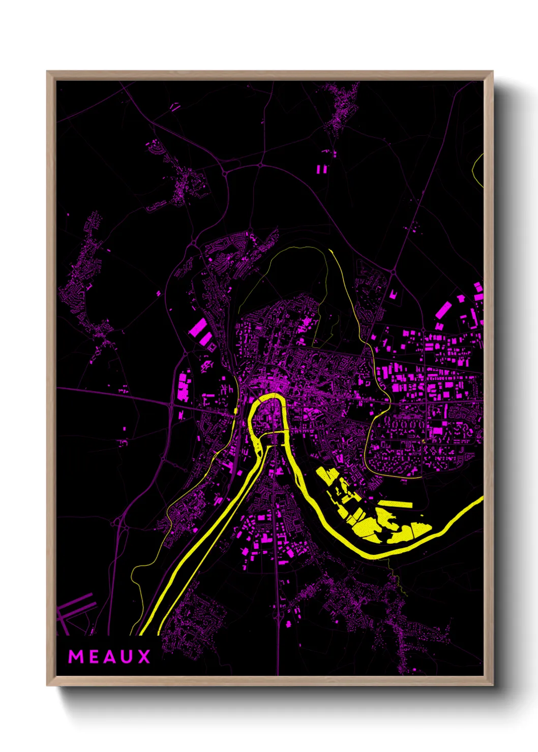 Une affiche de carte sur Meaux