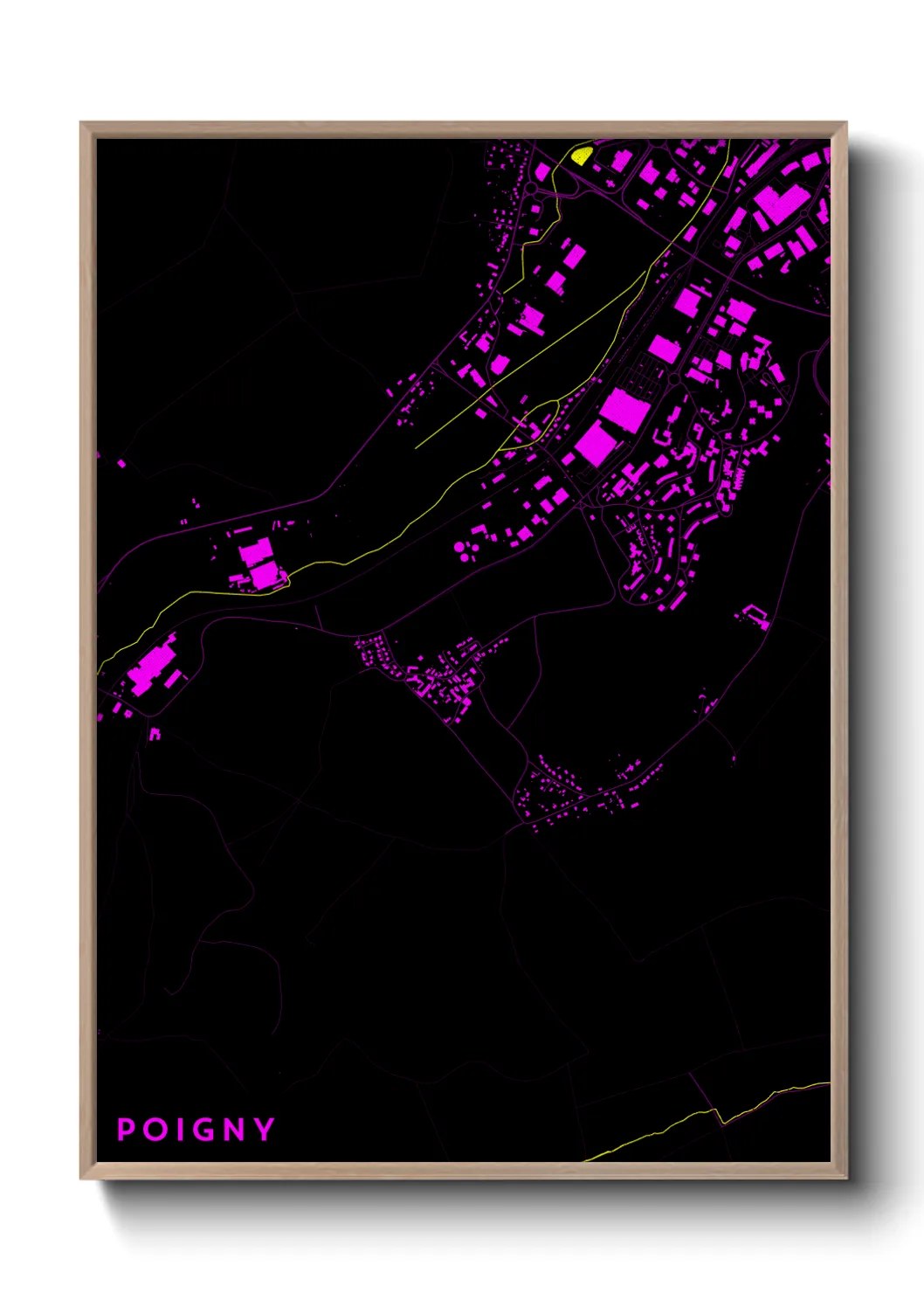 Une affiche de carte sur Poigny