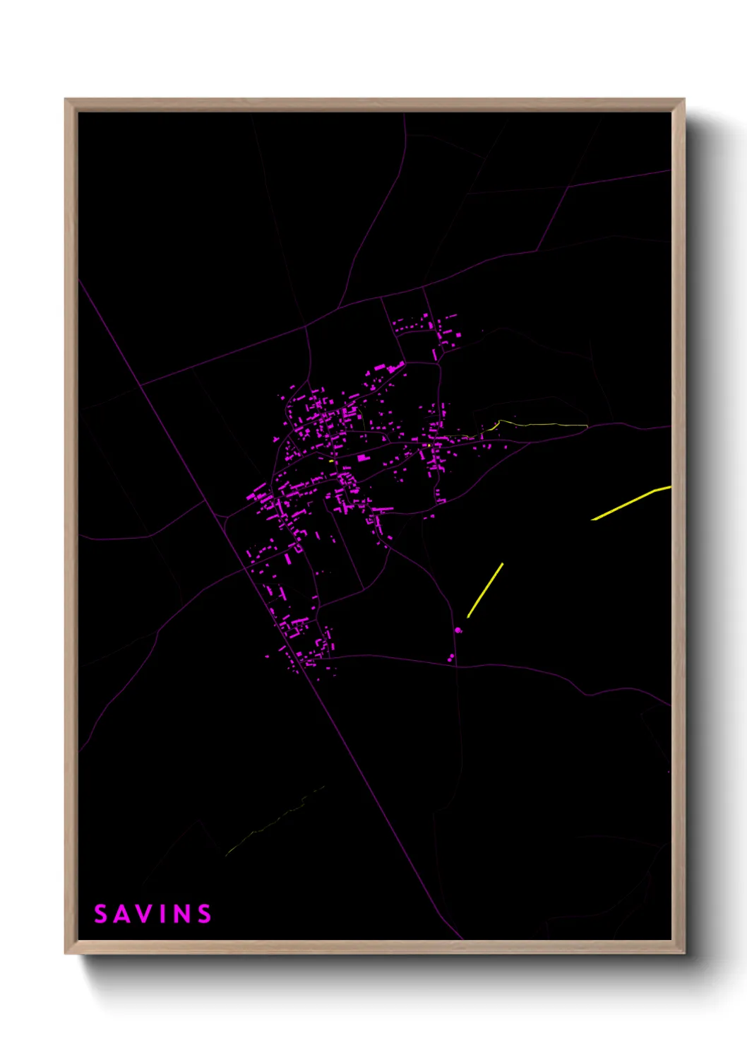Une affiche de carte sur Savins