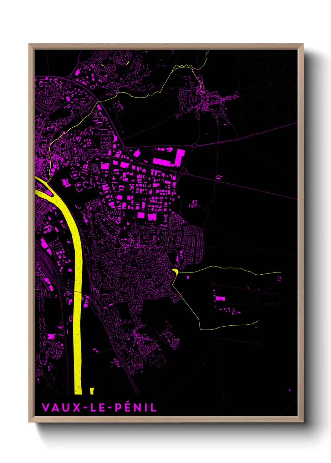 Une affiche de carte sur Vaux-le-Pénil