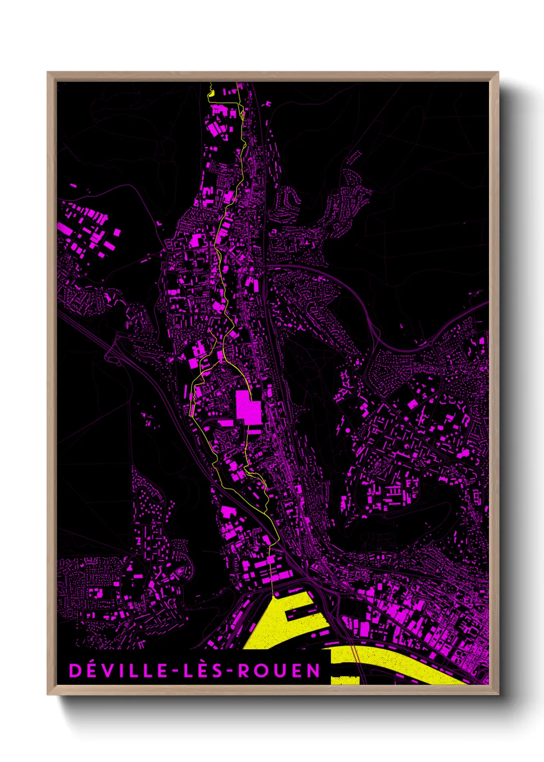 Une affiche de carte sur Déville-lès-Rouen