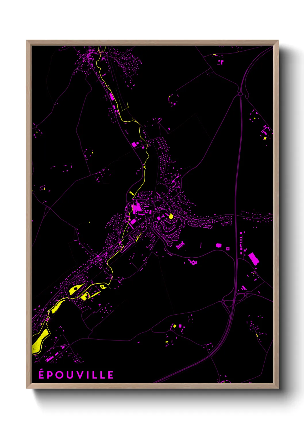 Une affiche de carte sur Épouville