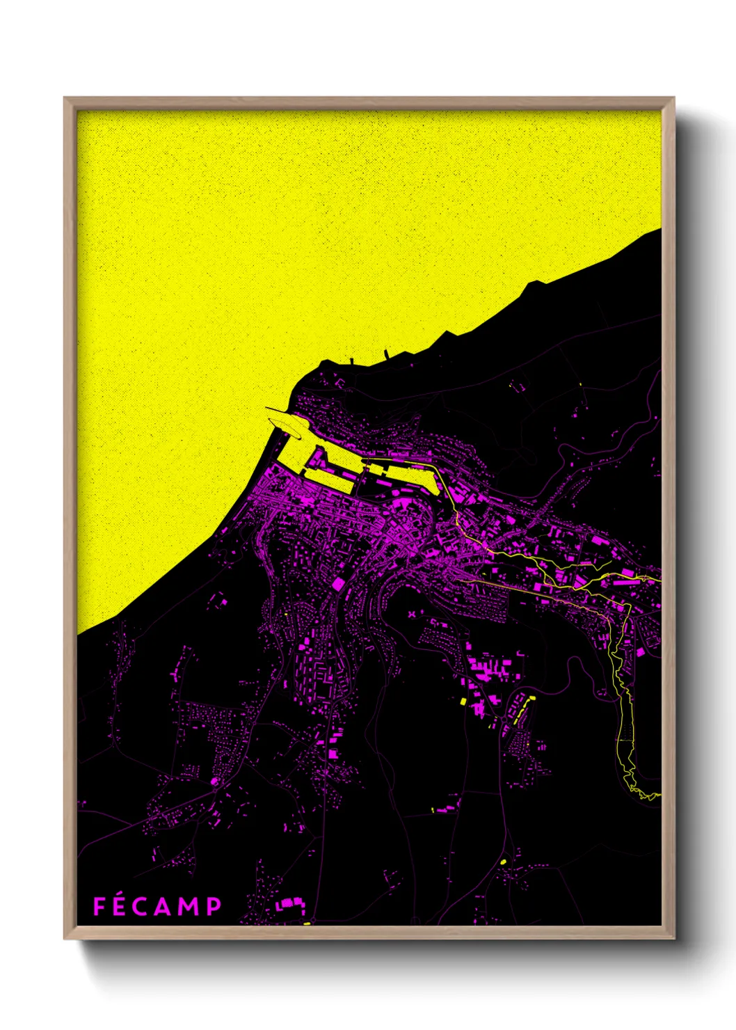 Une affiche de carte sur Fécamp