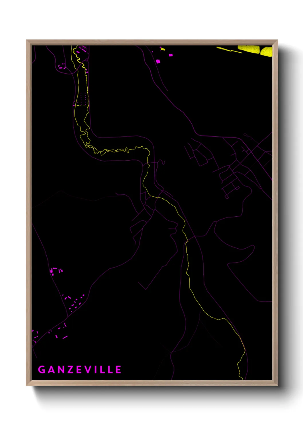 Une affiche de carte sur Ganzeville