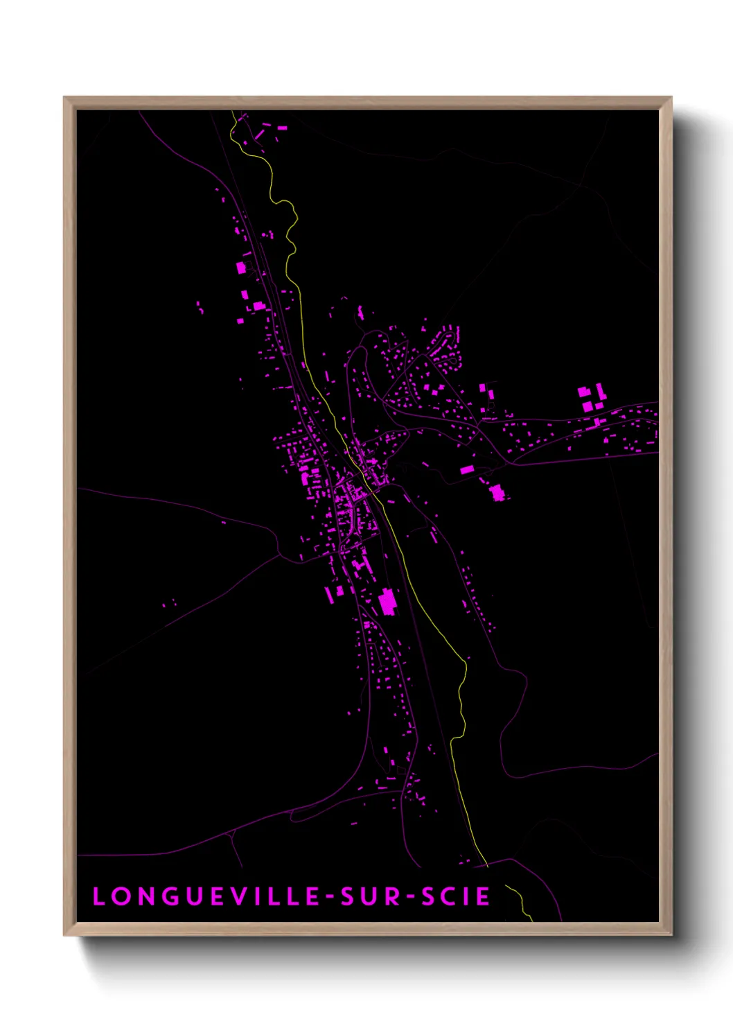 Une affiche de carte sur Longueville-sur-Scie